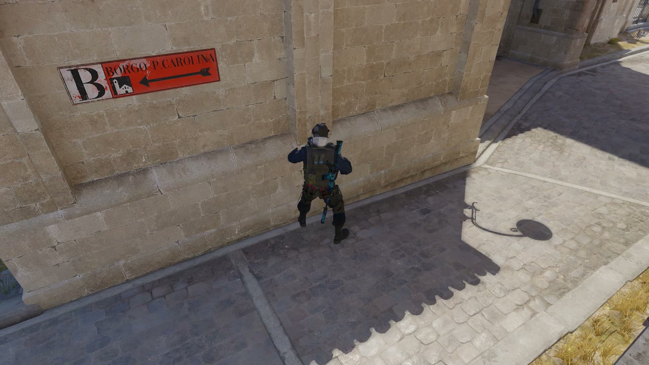 Third-person view of the setup position